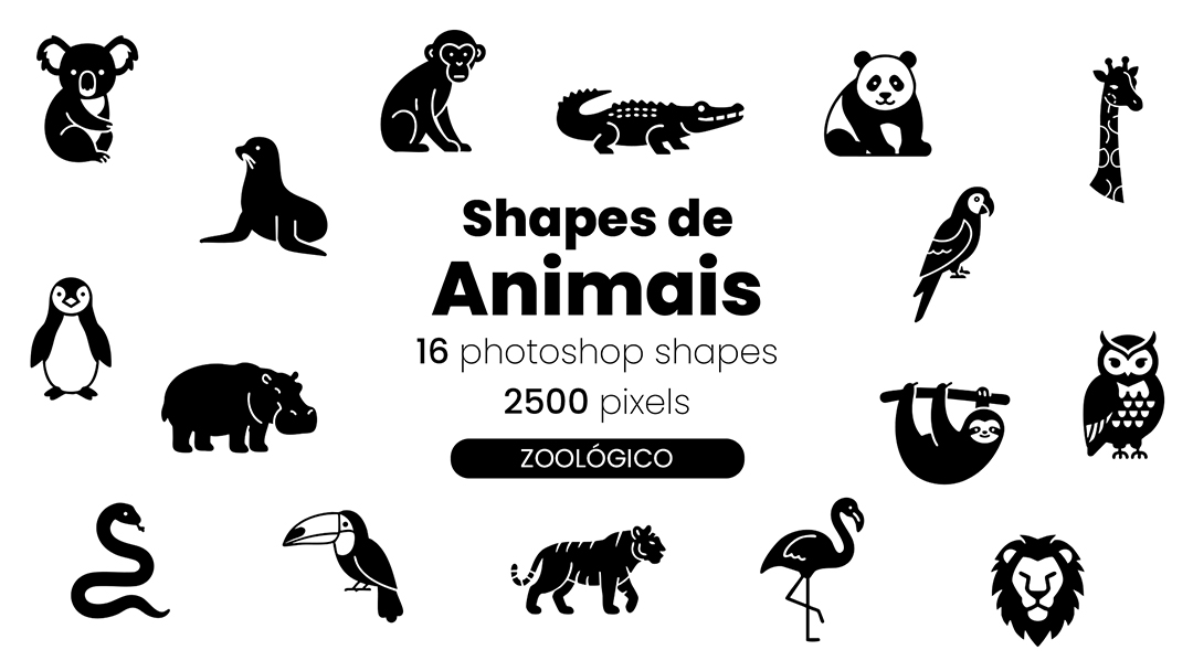 Conjunto de Ícones Animais Zoológico Shapes CSH