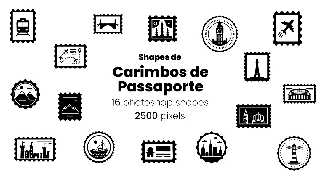 Conjunto de Ícones Carimbos Passaporte Shapes