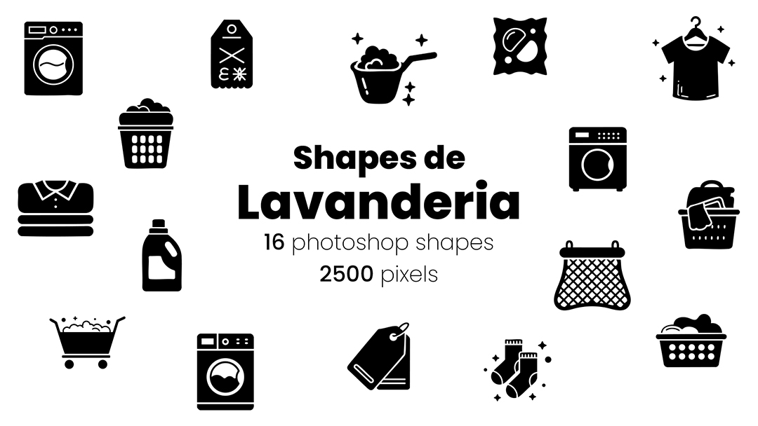 Conjunto de Ícones Lavanderia Shapes CSH
