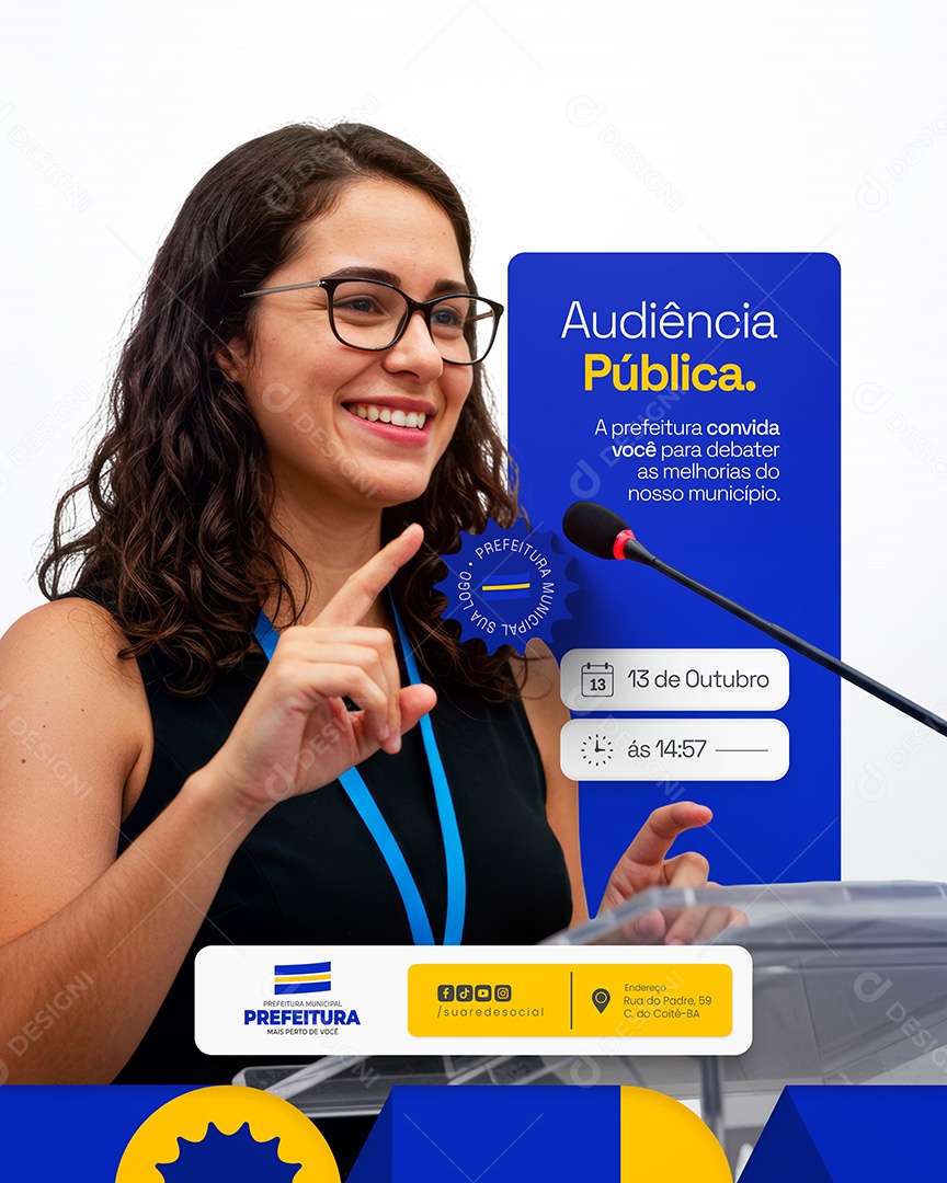 Audiência Pública Convite Prefeitura Municipal Social Media PSD Editável