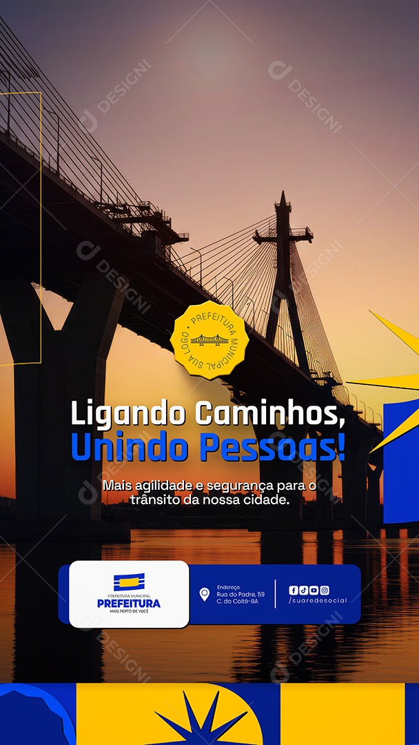 Construção Prefeitura Municipal Ligando Caminhos Story Social Media PSD Editável