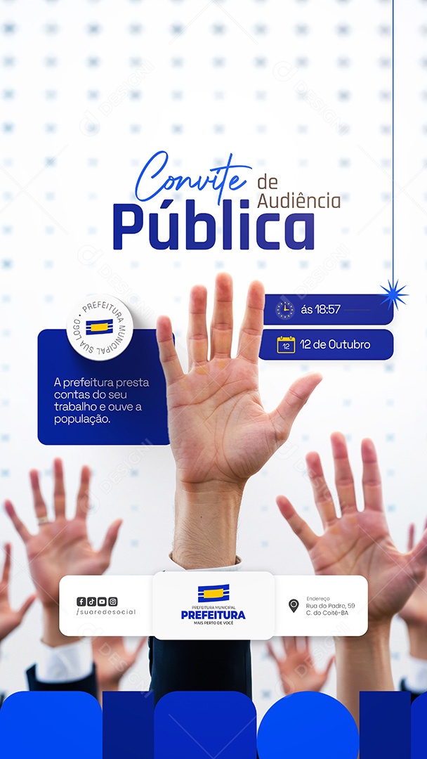 Convite de Audiência Pública Prefeitura Municipal Story Social Media PSD Editável
