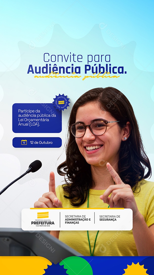 Convite para Audiência Pública Prefeitura Municipal Story Social Media PSD Editável