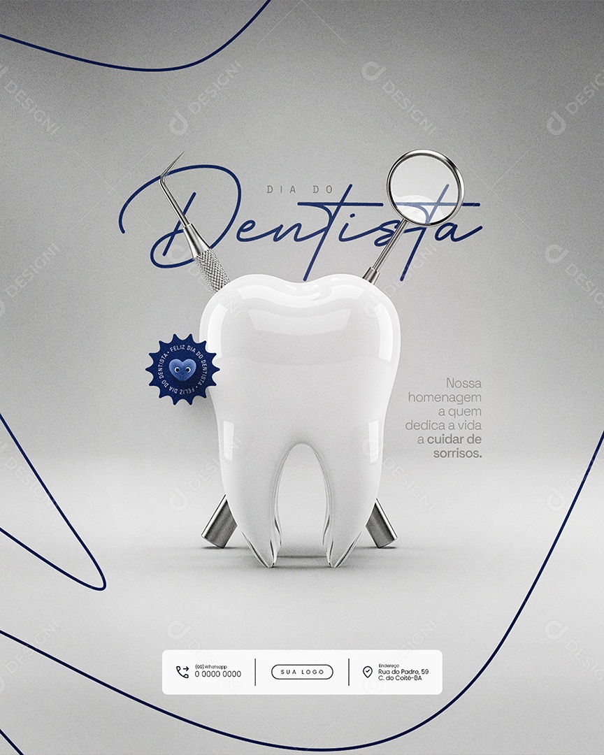 Dia Mundial do Dentista 3 de outubro Nossa Homenagem Social Media PSD Editável