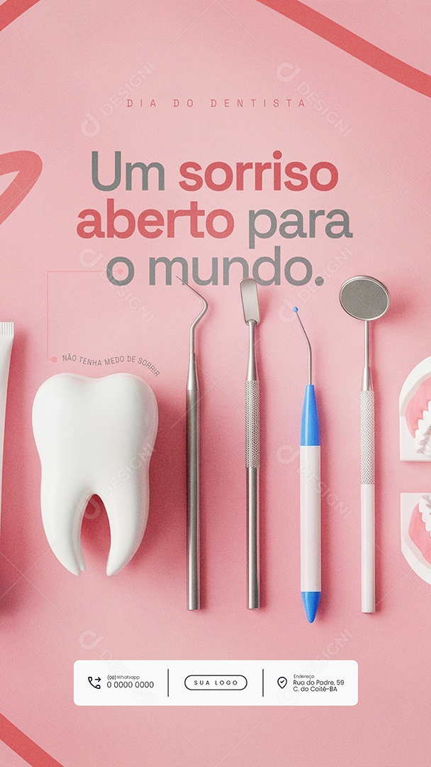 Dia Mundial do Dentista 3 de outubro um Sorriso Aberto para o Mundo Story Social Media PSD Editável