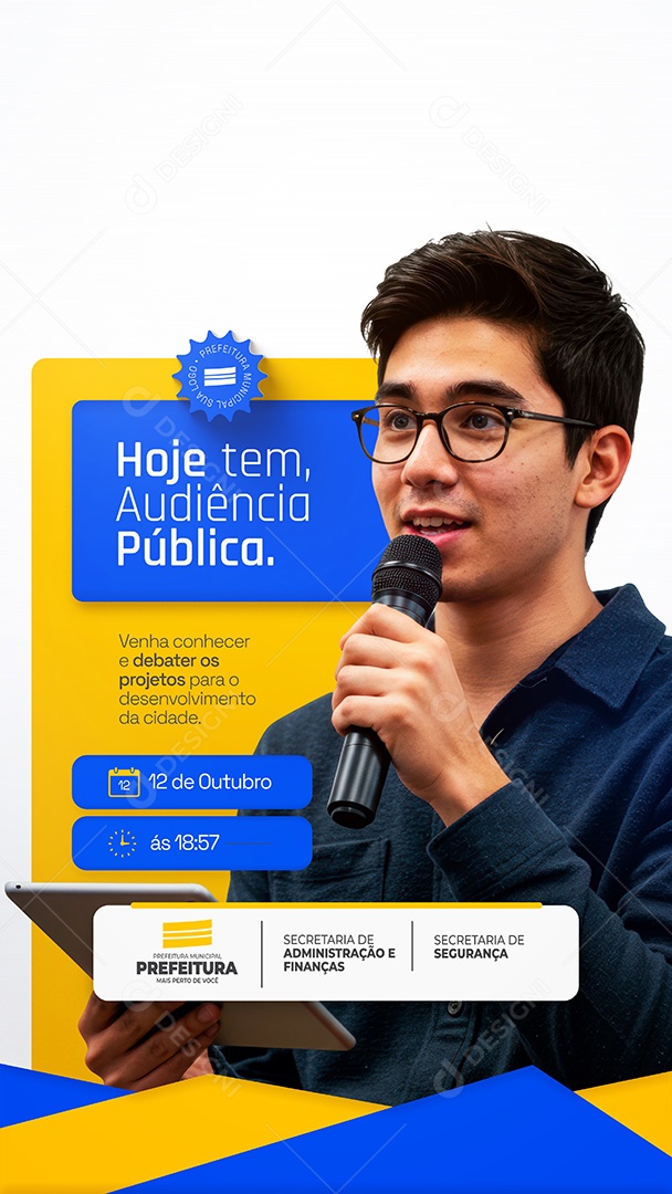 Hoje tem Audiência Pública Convite Prefeitura Municipal Story Social Media PSD Editável