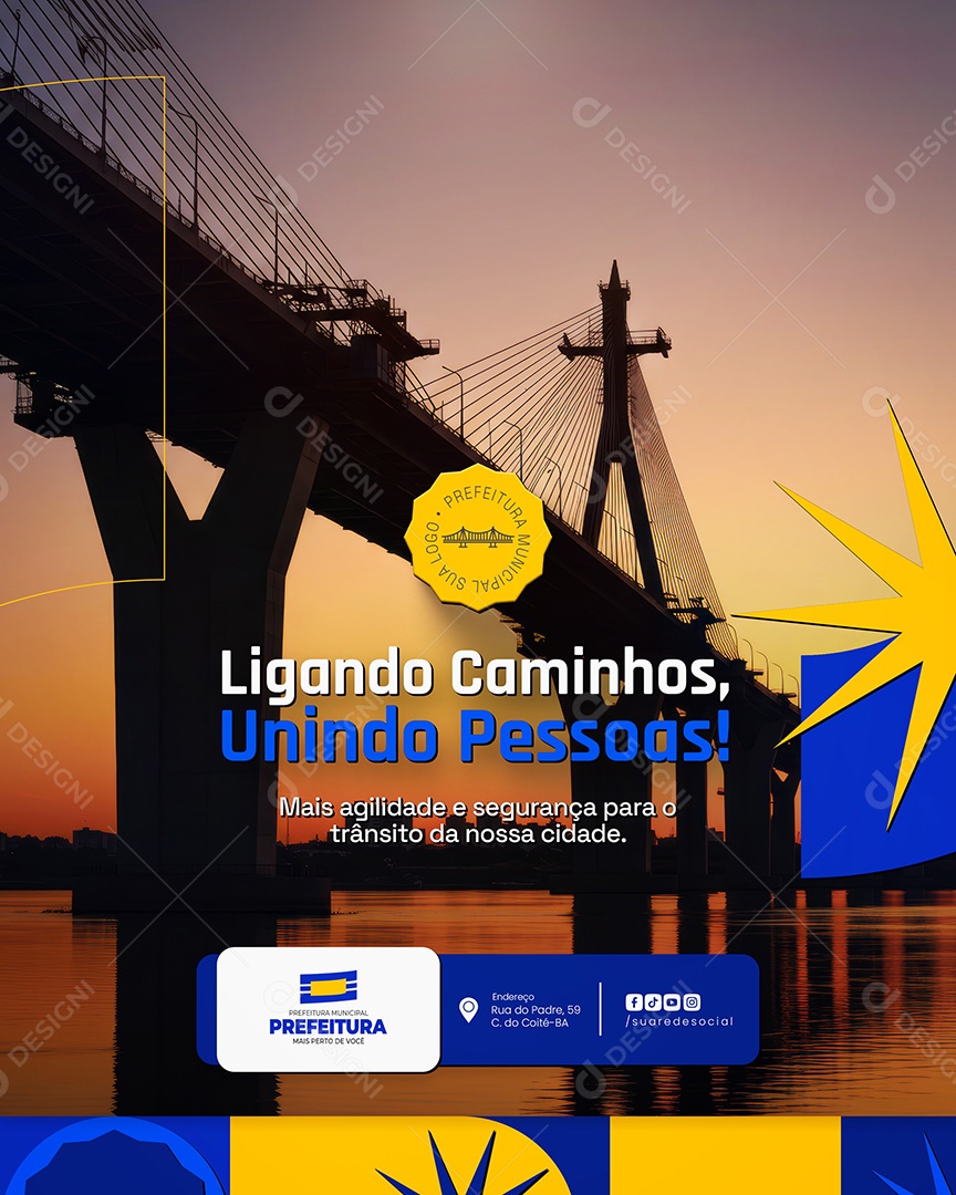 Ligando Caminhos Unindo Pessoas Prefeitura Municipal Social Media PSD Editável