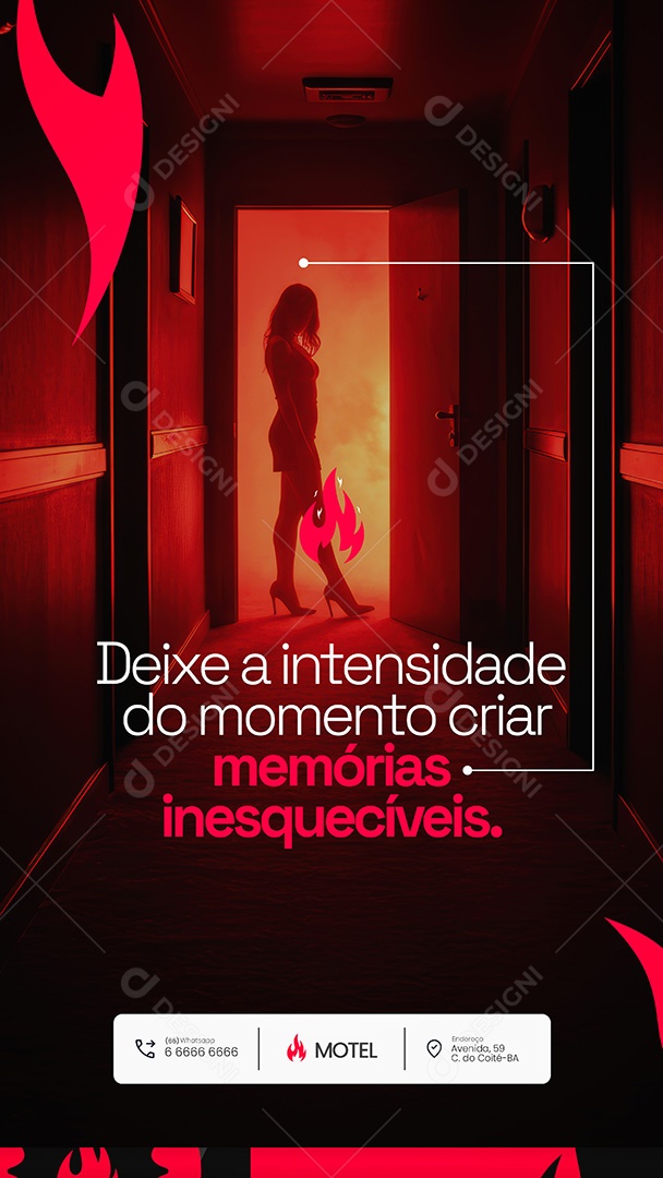 Motel Post Sex shop Deixe a Intensidade do Momeno Criar Memórias Inesquecíveis Story Social Media PSD Editável
