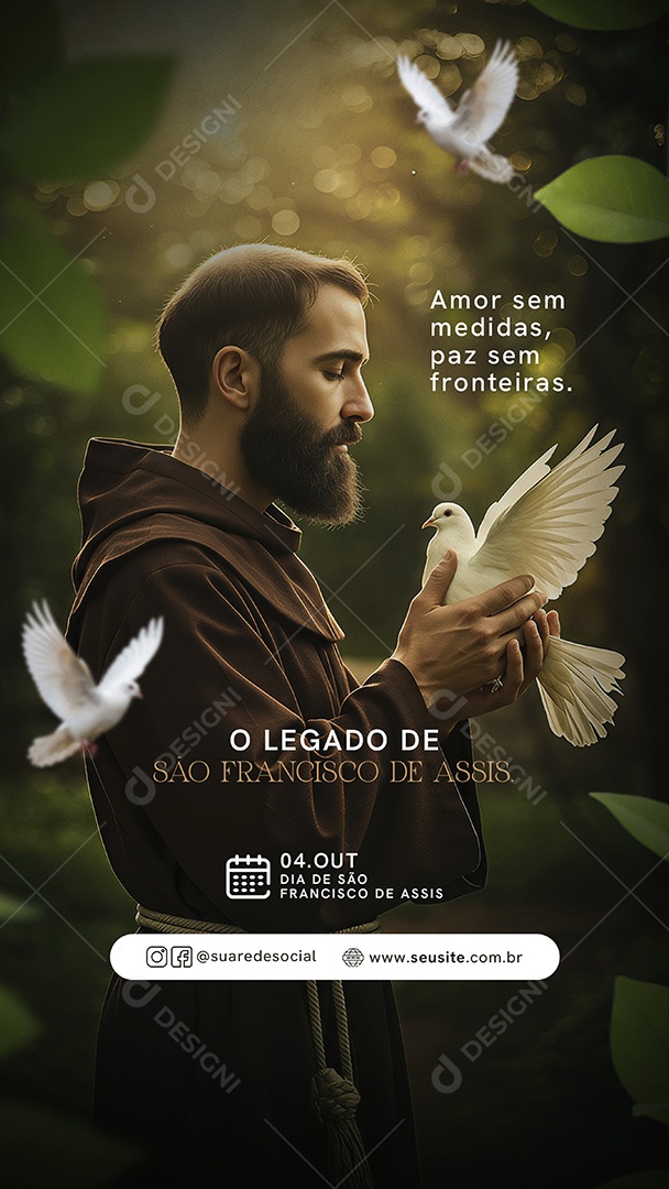 Story Dia de São Francisco de Assis 04 de Outubro Social Media PSD Editável