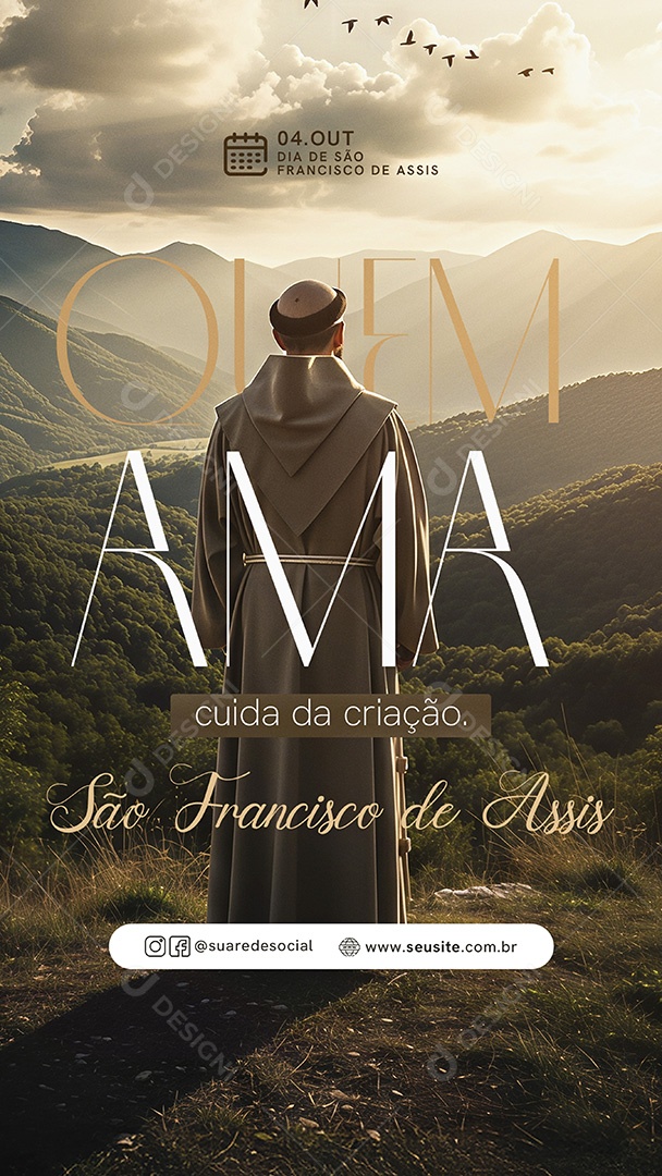 Story Dia de São Francisco de Assis 04 de Outubro Social Media PSD Editável