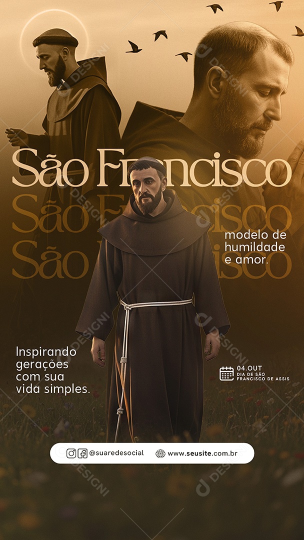 Story Dia de São Francisco de Assis 04 de Outubro Social Media PSD Editável