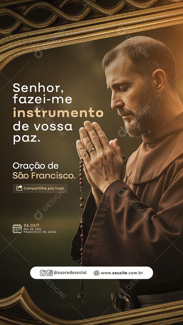 Story Dia de São Francisco de Assis 04 de Outubro Social Media PSD Editável