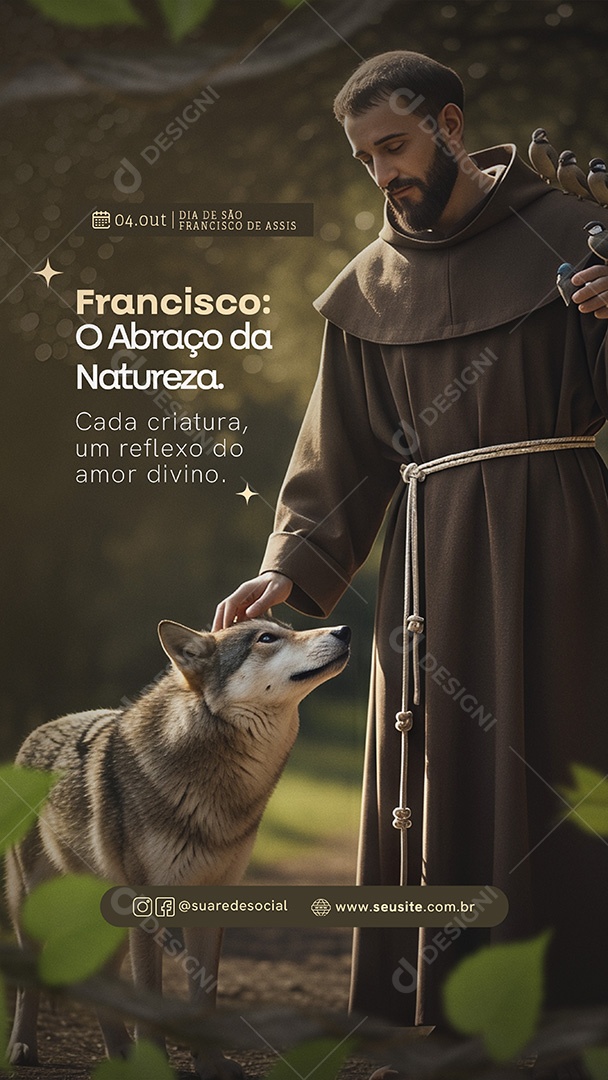 Story Dia de São Francisco de Assis 04 de Outubro O Abraço da Natureza Social Media PSD Editável
