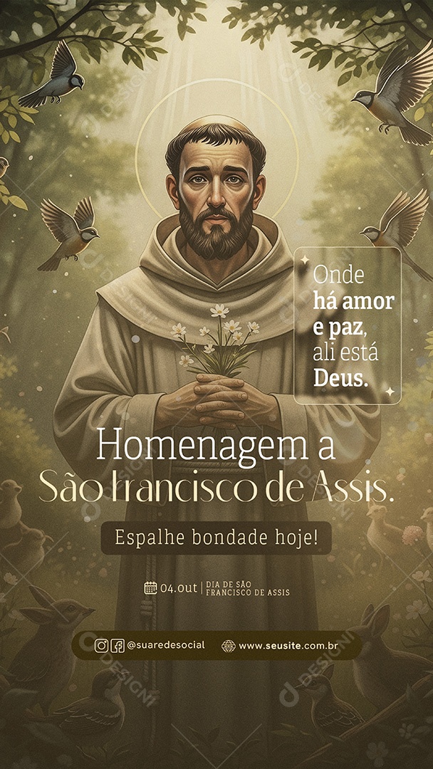 Story Dia de São Francisco de Assis 04 de Outubro Social Media PSD Editável