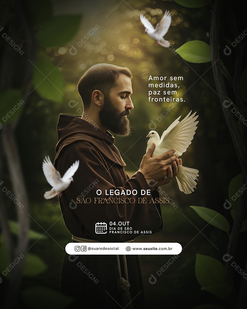 Dia de São Francisco de Assis 04 de Outubro O Legado Social Media PSD Editável