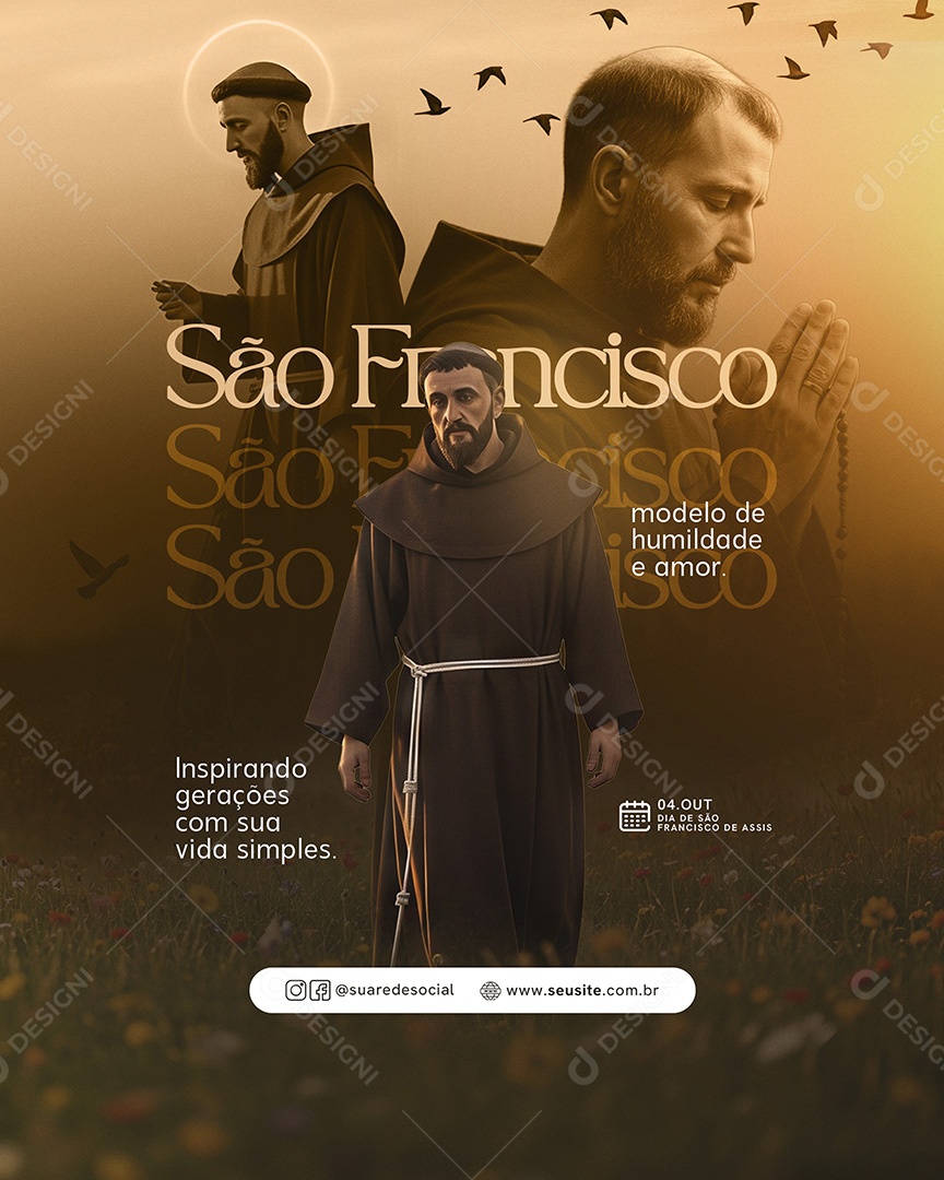 Dia de São Francisco de Assis 04 de Outubro Social Media PSD Editável