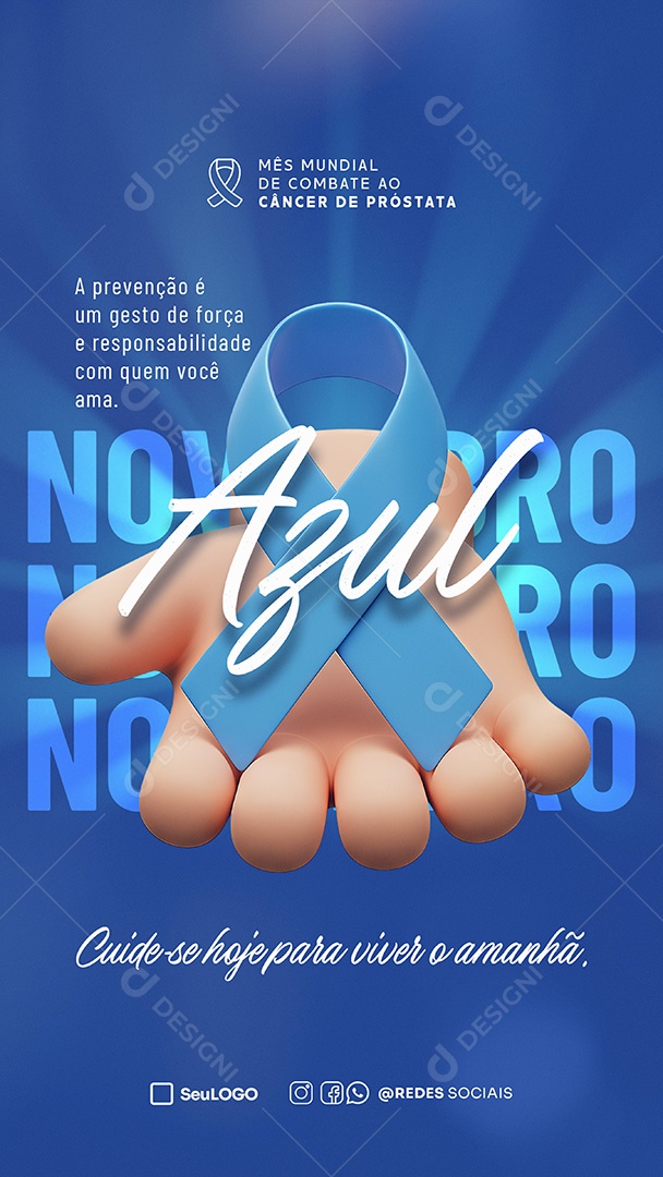 Story Novembro Azul Mês de Combate ao Câncer de Próstata Social Media PSD Editável
