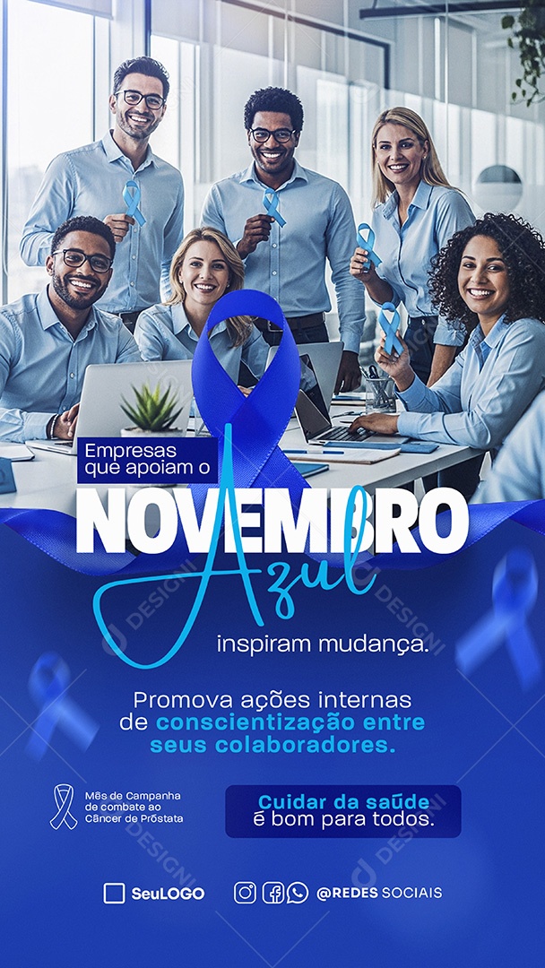 Story Empresas Que Apoiam o Novembro Azul Social Media PSD Editável