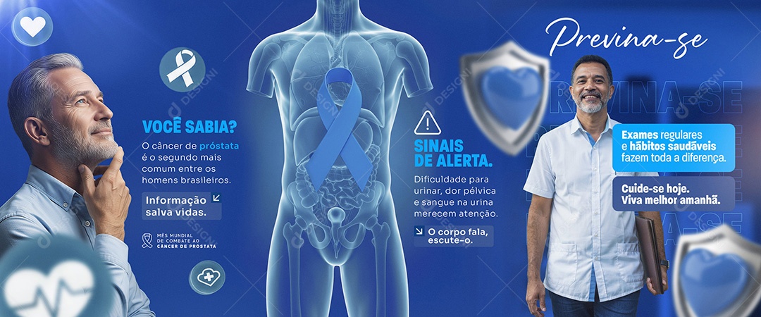 Banner Novembro Azul Sinais de Alerta Social Media PSD Editável