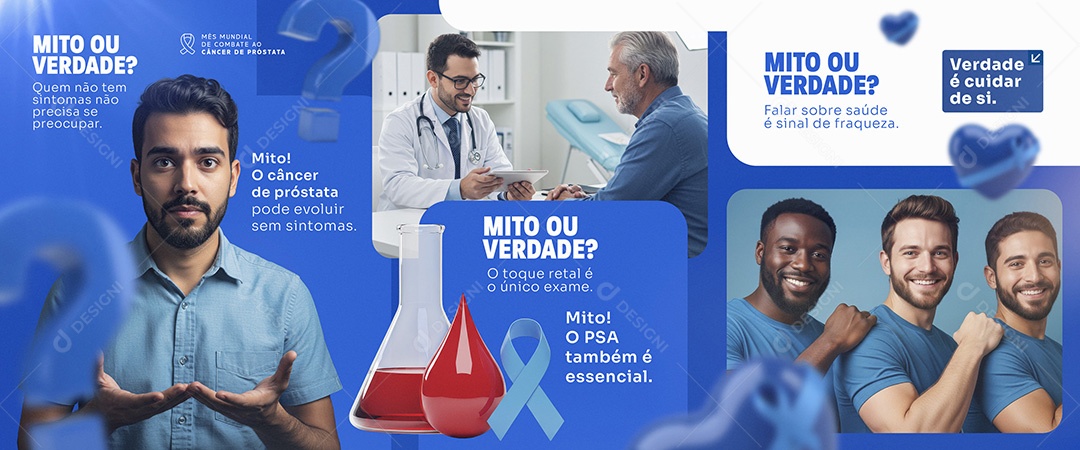 Banner Novembro Azul Falar Sobre Saúde é Sinal de Fraqueza Social Media PSD Editável