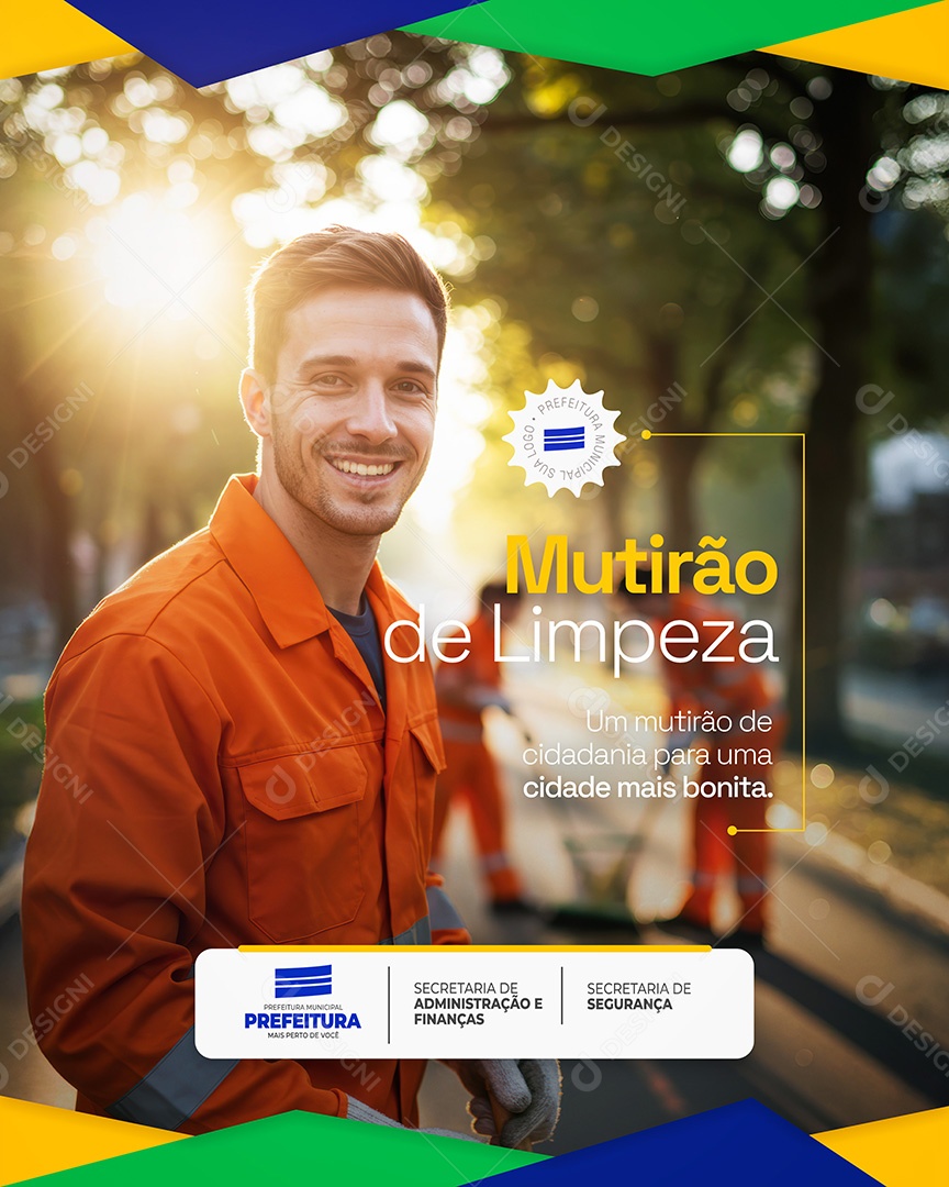 Mutirão de Limpeza Prefeitura Municipal Social Media PSD Editável