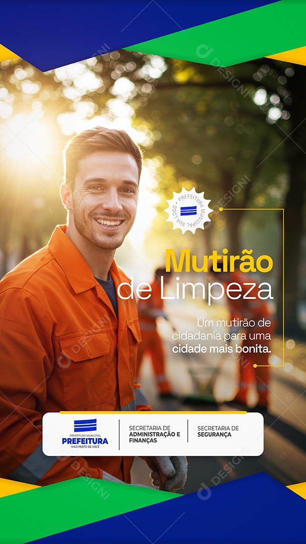 Mutirão de Limpeza Prefeitura Municipal Story Social Media PSD Editável