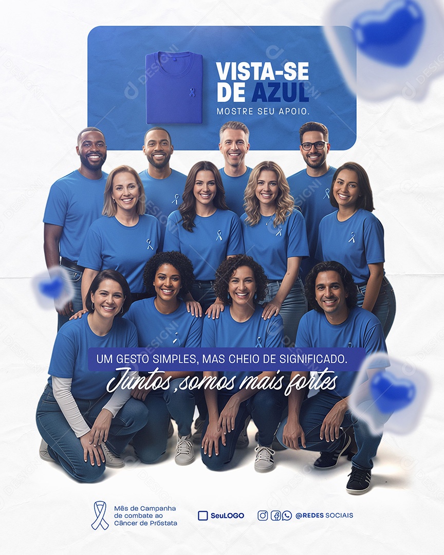 Novembro Azul Junstos Somos Mais Fortes Social Media PSD Editávelv