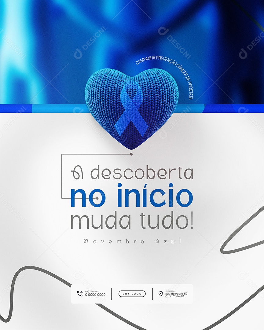 Novembro Azul Campanha Prevenção Câncer de Próstata Social Media PSD Editável