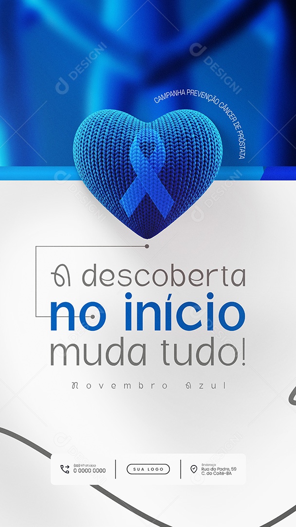 Novembro Azul Campanha Prevenção Câncer de Próstata Story Social Media PSD Editável