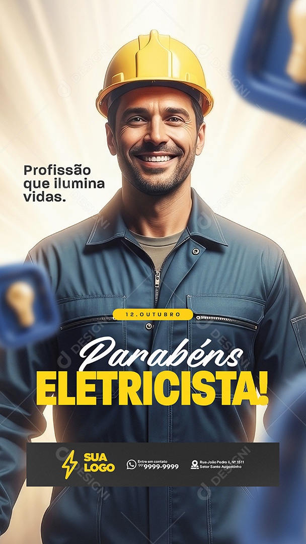 Story Parabéns Dia do Eletricista 17 de Outubro Social Media PSD Editável