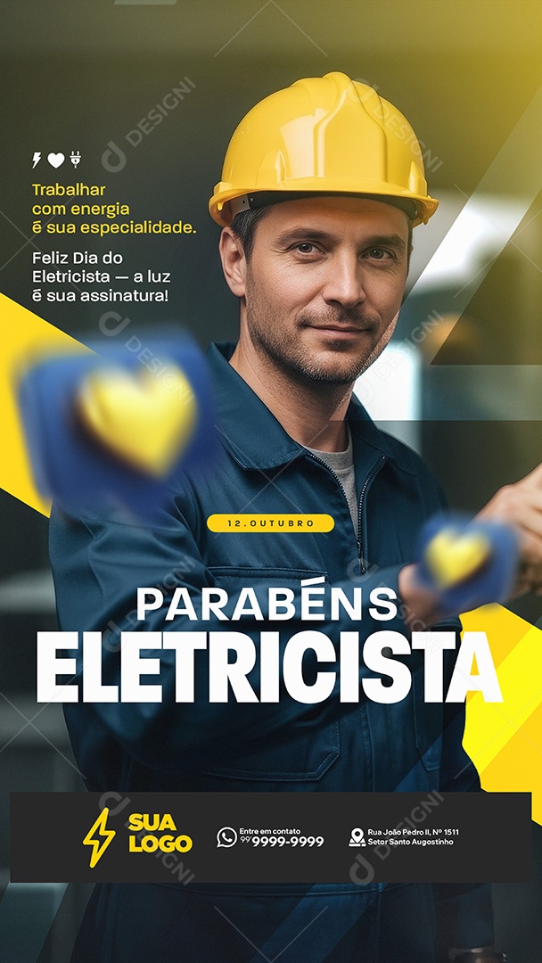 Story Parabéns Dia do Eletricista 17 de Outubro Social Media PSD Editável