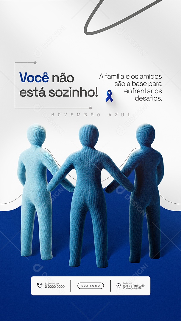 Novembro Azul Campanha Prevenção Câncer de Próstata Você não Está Sozinho Story Social Media PSD Editável