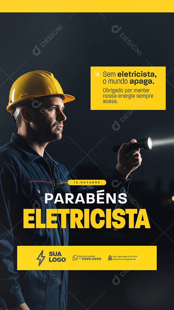 Story Parabéns Dia do Eletricista 17 de Outubro Social Media PSD Editável