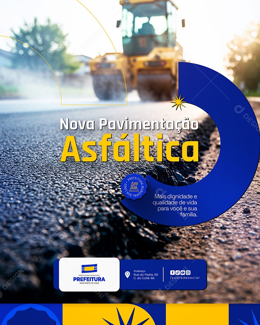 Pavimentação Asfáltica Prefeitura Municipal Social Media PSD Editável