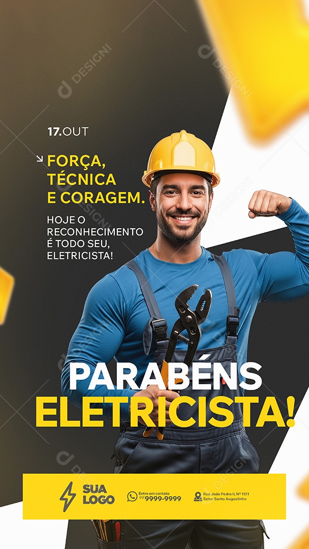 Story Dia do Eletricista 17 de Outubro Social Media PSD Editável