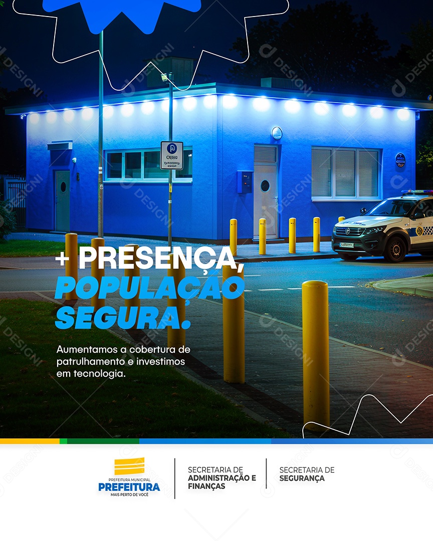 Prefeitura Flyer + Presença População Segura Social Media PSD Editável