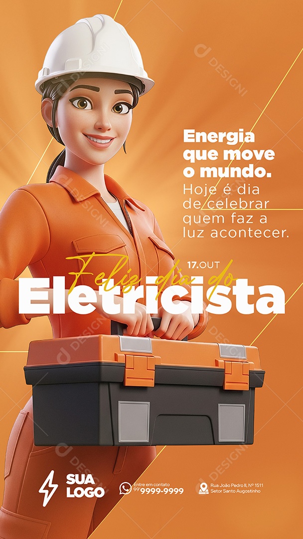 Story Feliz Dia do Eletricista 17 de Outubro Social Media PSD Editável