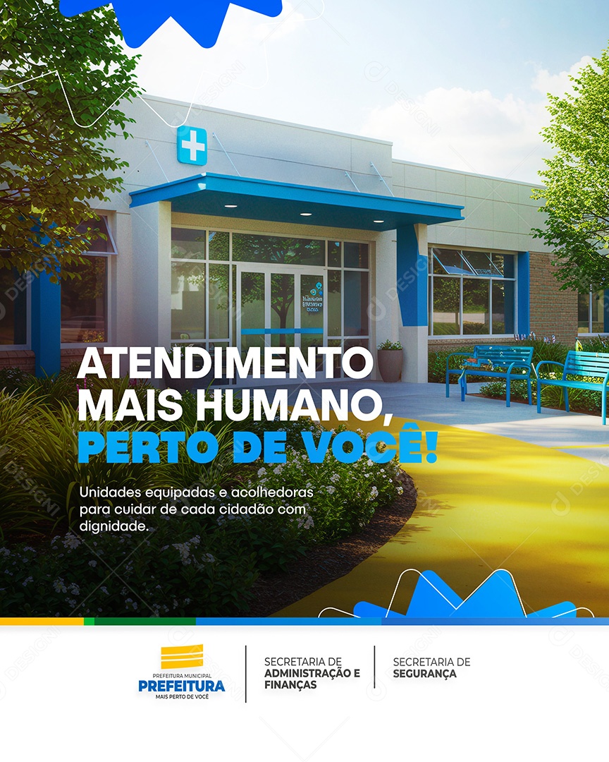 Prefeitura Flyer Atendimento mais Humano Social Media PSD Editável