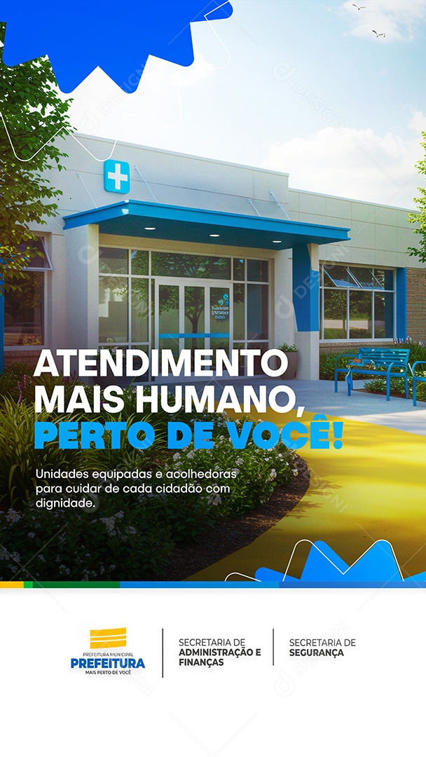 Prefeitura Flyer Atendimento mais Humano Story Social Media PSD Editável