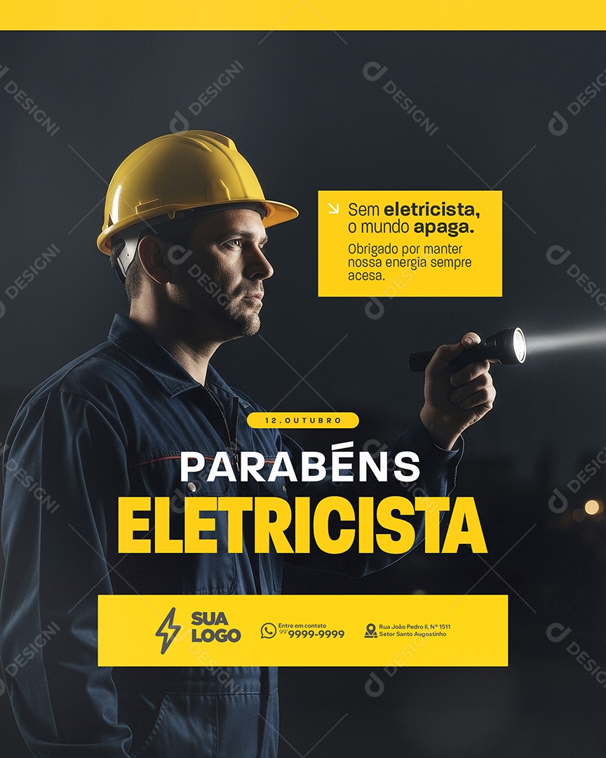 Parabéns Eletricista 17 de Outubro Social Media PSD Editávelv