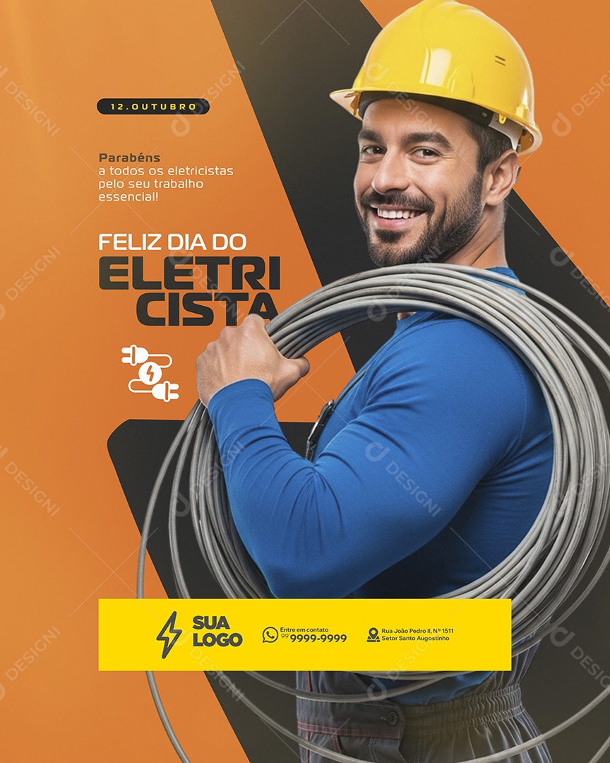 Feliz Dia do Eletricista 17 de Outubro Social Media PSD Editável