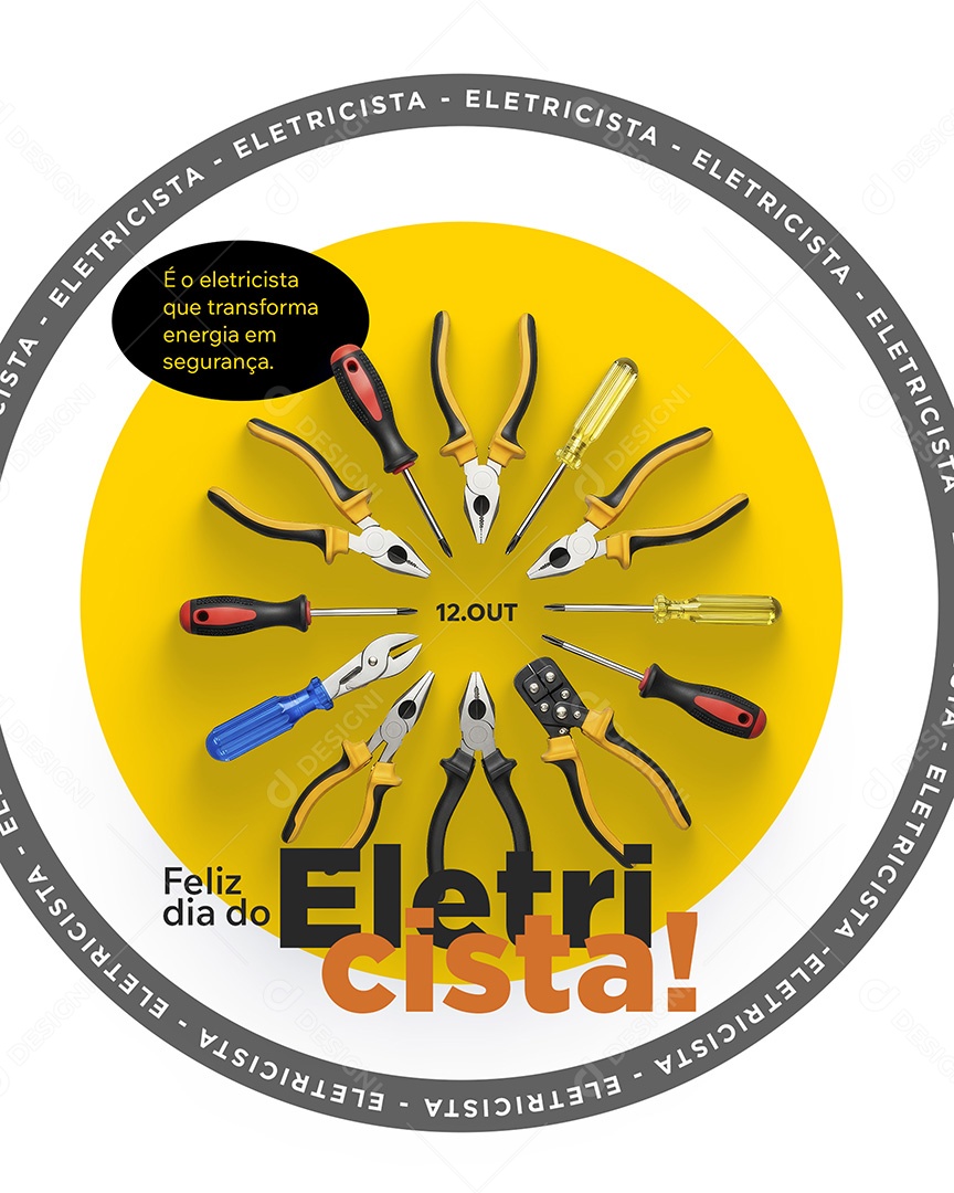 Feliz Dia do Eletricista 17 de Outubro Social Media PSD Editável