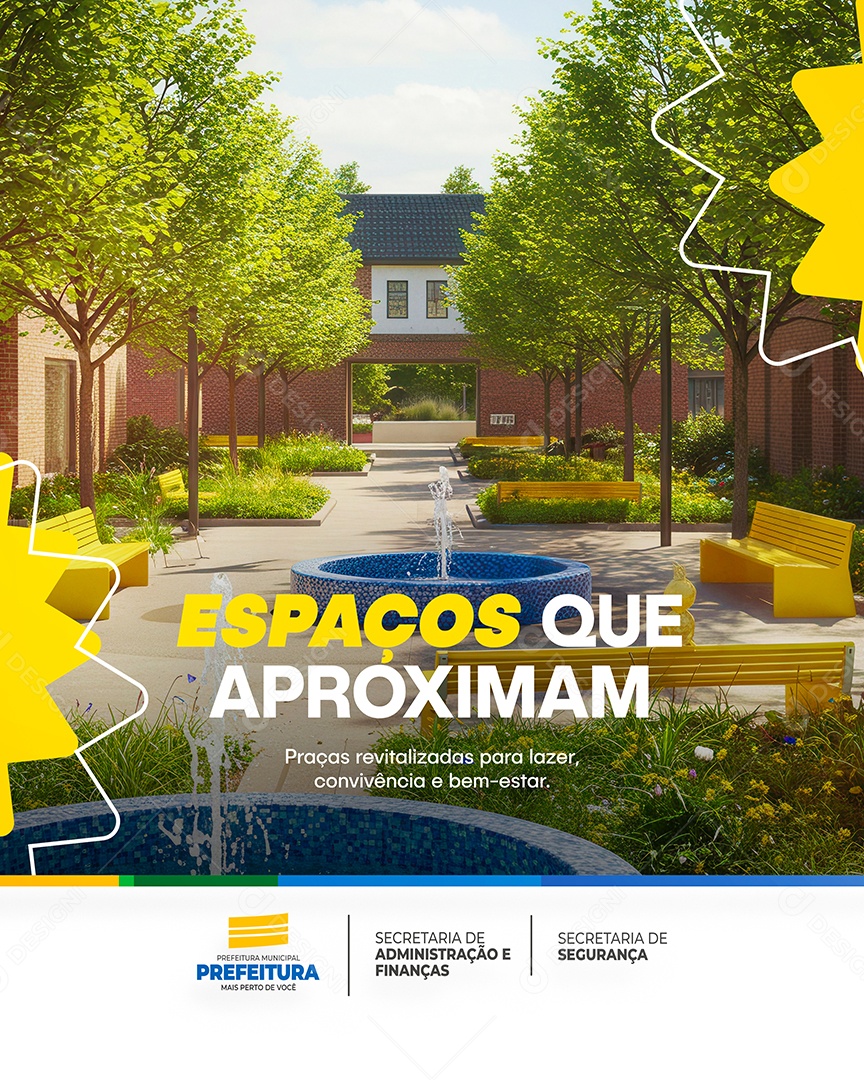 Prefeitura Flyer Espaços que Aproximam Social Media PSD Editável