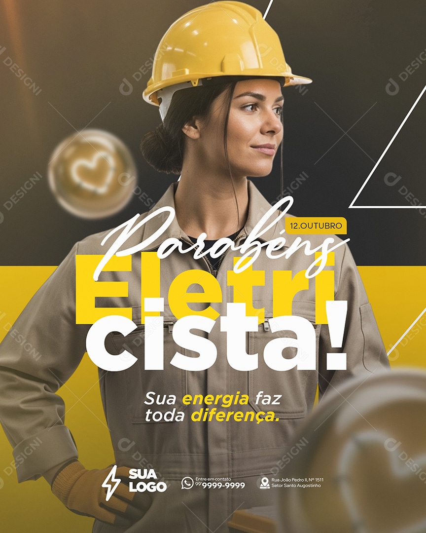 Dia do Eletricista 17 de Outubro Sua Energia Faz Toda Diferença Social Media PSD Editável