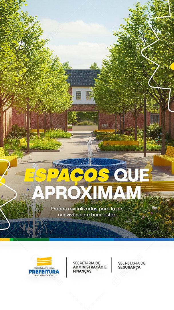 Prefeitura Flyer Espaços que Aproximam Story Social Media PSD Editável