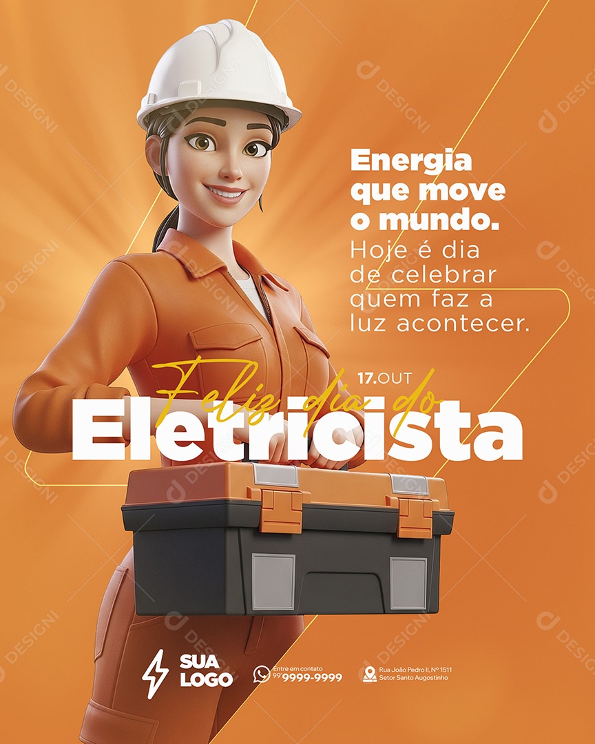 Dia do Eletricista 17 de Outubro Energia que Move o Mundo Social Media PSD Editável