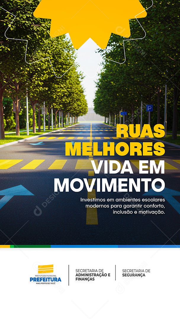 Prefeitura Flyer Ruas Melhores Vida em Movimento Story Social Media PSD Editável