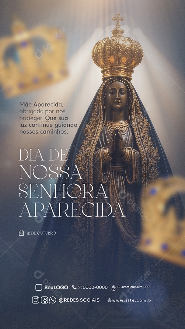 Story Dia de Nossa Senhora Aparecida 12 de Outubro Social Media PSD Editável