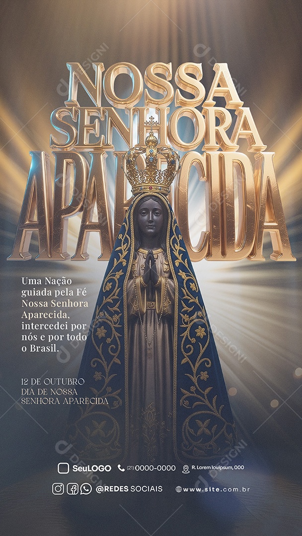 Story Dia de Nossa Senhora Aparecida 12 de Outubro Social Media PSD Editável