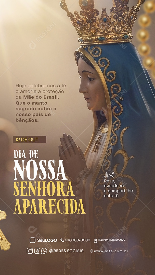 Story Dia de Nossa Senhora Aparecida 12 de Outubro Social Media PSD Editável